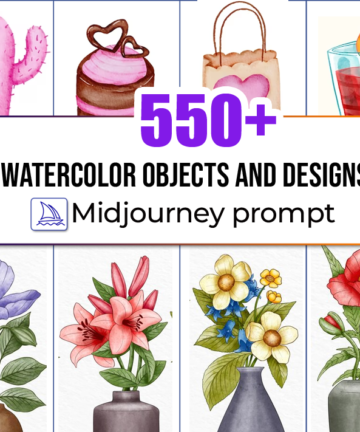 550+ Watercolor Objects and Designs Midjourney Prompts